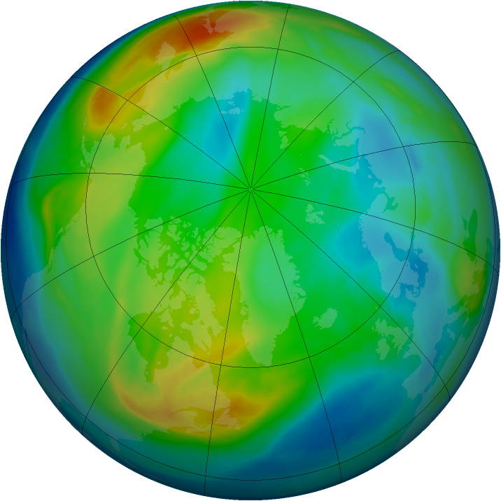 Arctic ozone map for 05 December 2007